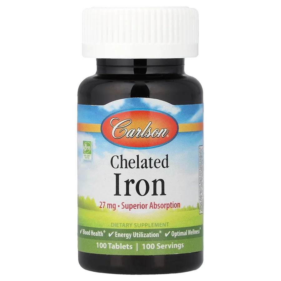 CARLSON LABS CHELATED IRON. 27MG. 100 TABLETS