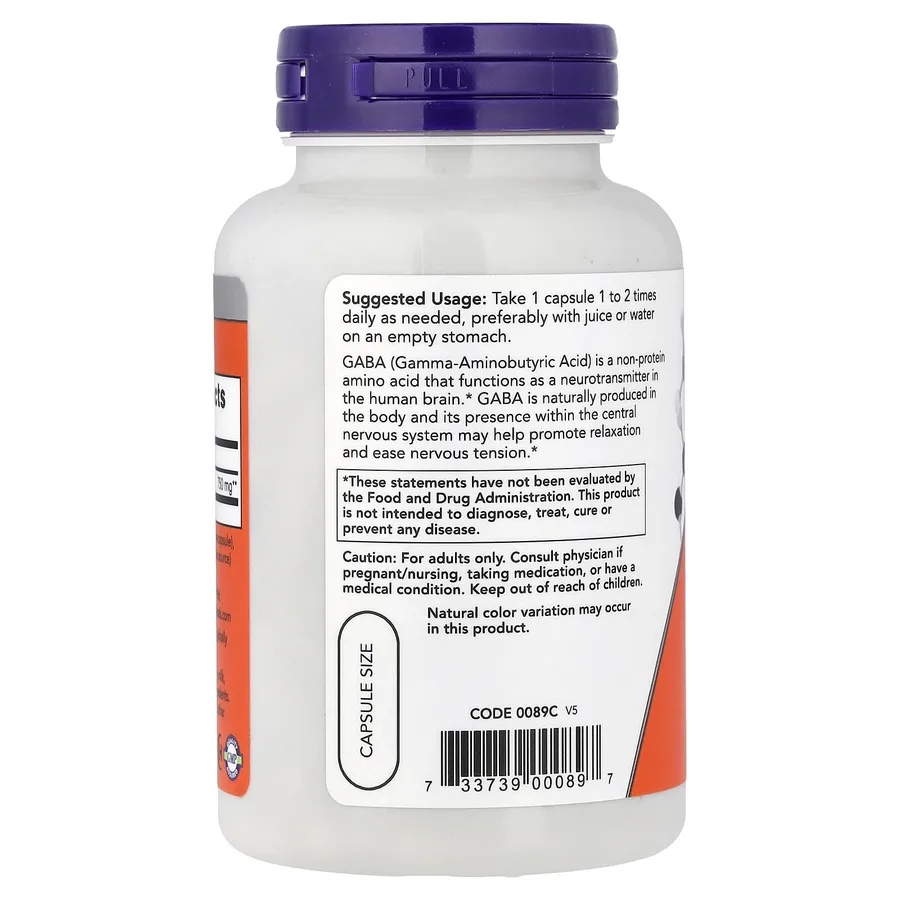 NOW FOODS | GABA 750mg 100 VCAPS